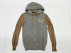 DOLCE&GABBANA Hoodie with Logo Plate, Cotton and Rayon, Gray and Brown, Silver Hardware, Size 38, Tops