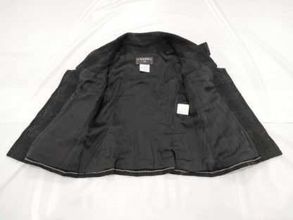 CHANEL Tweed Jacket, Black, Size 36