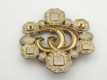 GUCCI Double G Brooch with Lava and Colored Stones