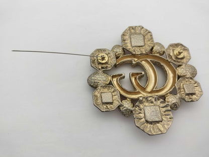 GUCCI Double G Brooch with Lava and Colored Stones