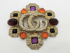 GUCCI Double G Brooch with Lava and Colored Stones