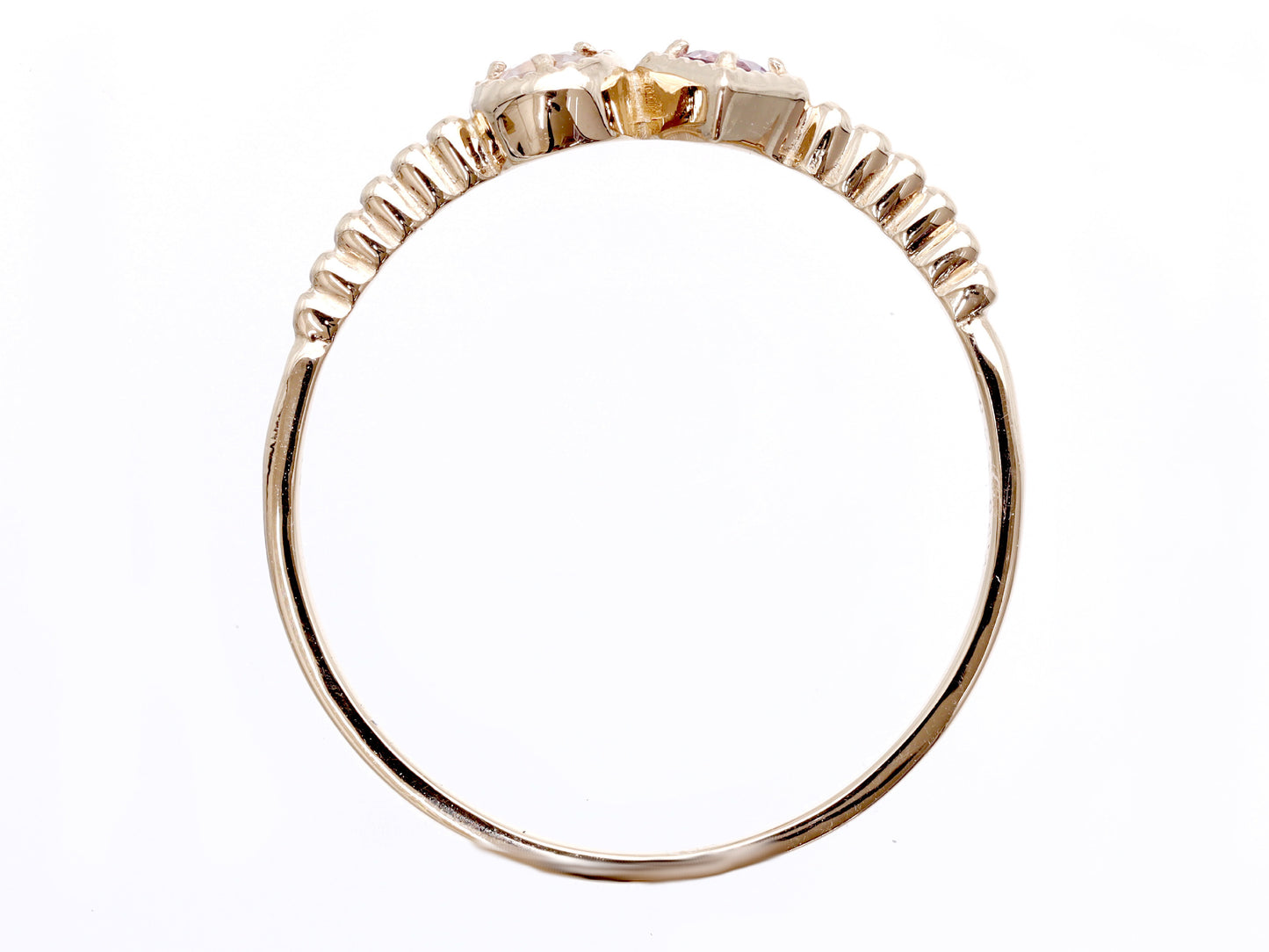 Amethyst Rose Quartz 0.05/0.05 Stamp, 18K Gold, 1.3g Ring 