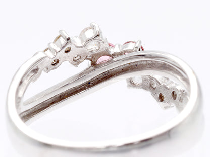 Pink Tourmaline White Topaz K18WG 2.4g Ring 