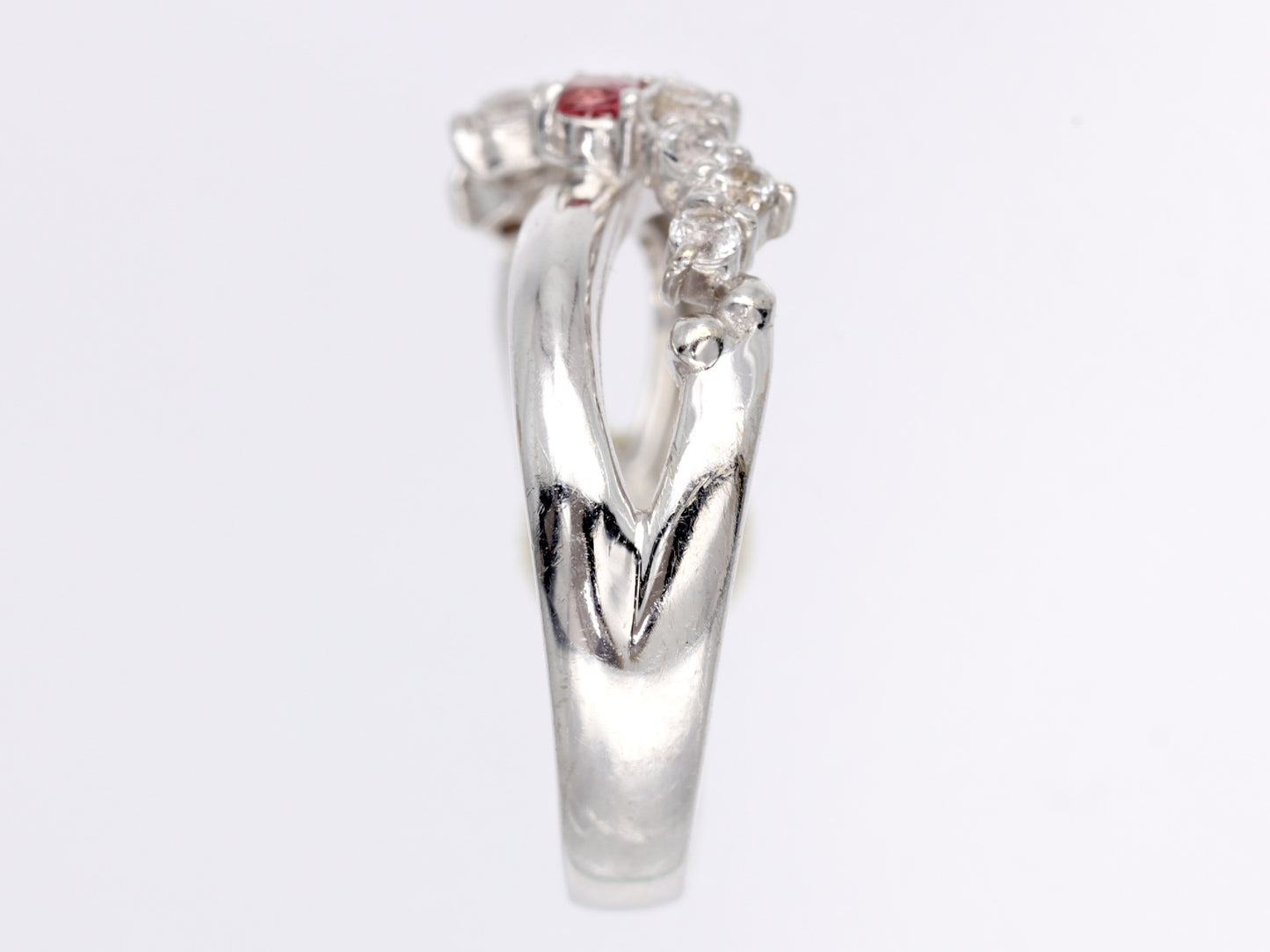 Pink Tourmaline White Topaz K18WG 2.4g Ring 