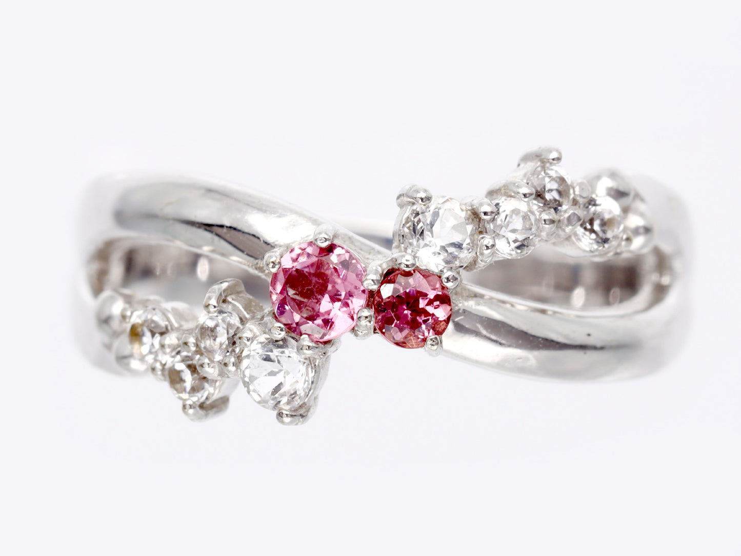 Pink Tourmaline White Topaz K18WG 2.4g Ring 