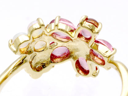 Pink Tourmaline Opal Diamond K18 2.1g Ring 