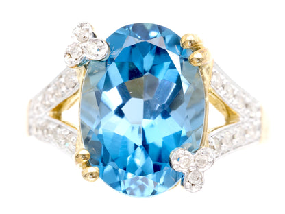 Blue Topaz Diamond K10 5.5g Ring 