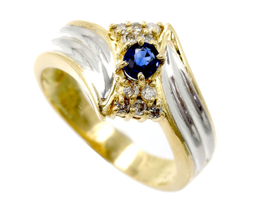 Sapphire Diamond 013 Engraved K18/Pt900 3.4g Ring 