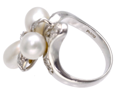 Freshwater Pearl Diameter Approx. 6.3-8.5mm D0.10ct Pt900 10.0g Ring 