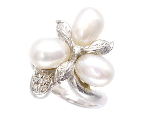 Freshwater Pearl Diameter Approx. 6.3-8.5mm D0.10ct Pt900 10.0g Ring 