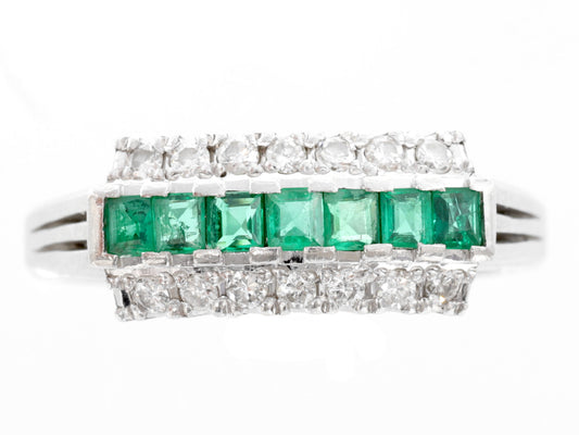 E0.30ct D0.17ct Pt900 5.8g Ring 
