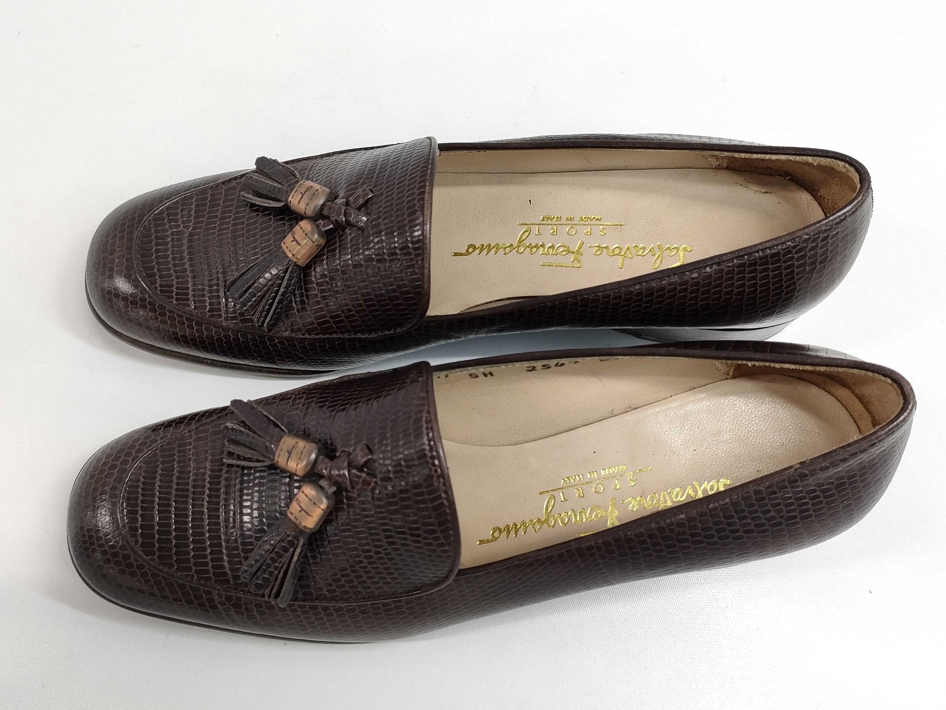 Salvatore Ferragamo Lizard Pumps, Size 4.5
