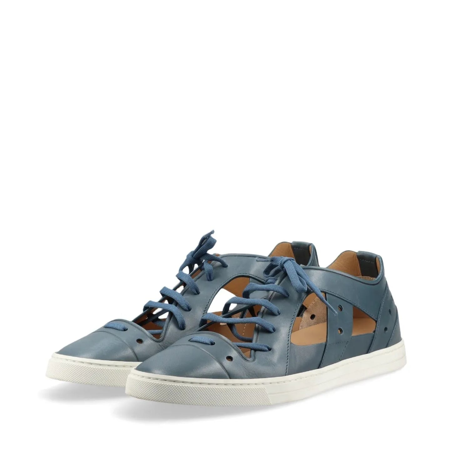 FENDI Leather Sneakers Sandals Size 7 Blue 7E1038