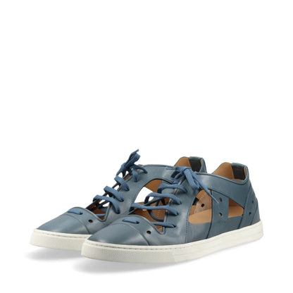 FENDI Leather Sneakers Sandals Size 7 Blue 7E1038