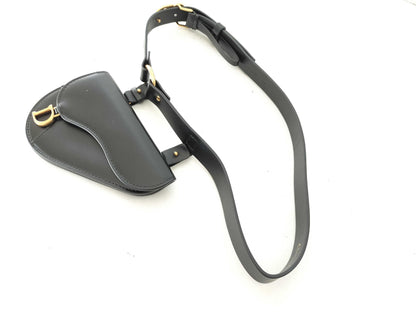 Dior Saddle Pouch Leather Black Waist Bag