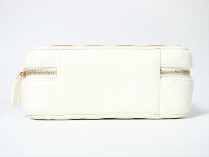 CHANEL Matlasse 2way Handbag Chain Shoulder Bag Random Plate Gold x White Vanity Shoulder Bag