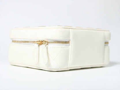 CHANEL Matlasse 2way Handbag Chain Shoulder Bag Random Plate Gold x White Vanity Shoulder Bag