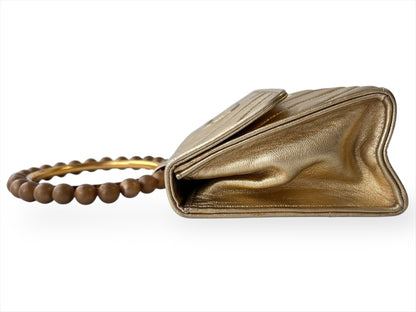 CHANEL V-Stitch Mini Party Bag Gold Chevron Cocomark Handbag