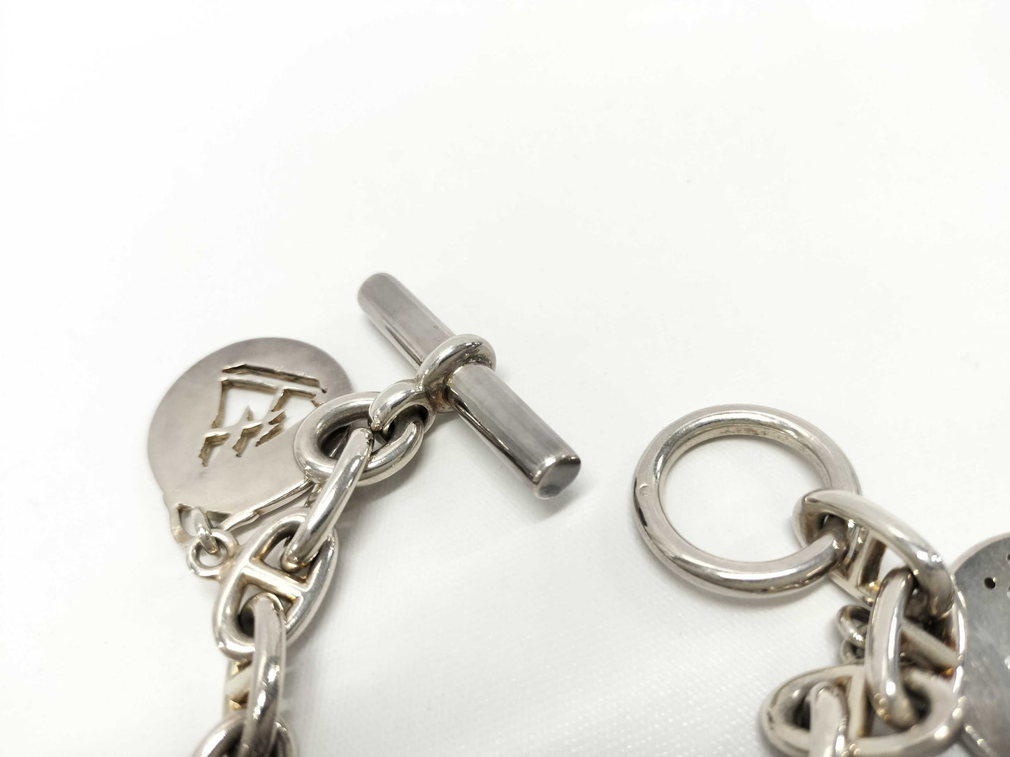 HERMES Chaine d'Ancre Margiela-era charm bracelet, cursive, 925 sterling silver, 16 links, bracelet/bangle