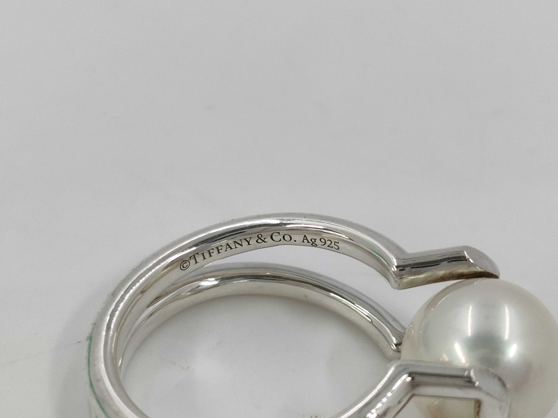 Tiffany&Co. TIFFANY Hardware Fresh Water Pearl Ring 925 5.52g Storage Bag Box Ring