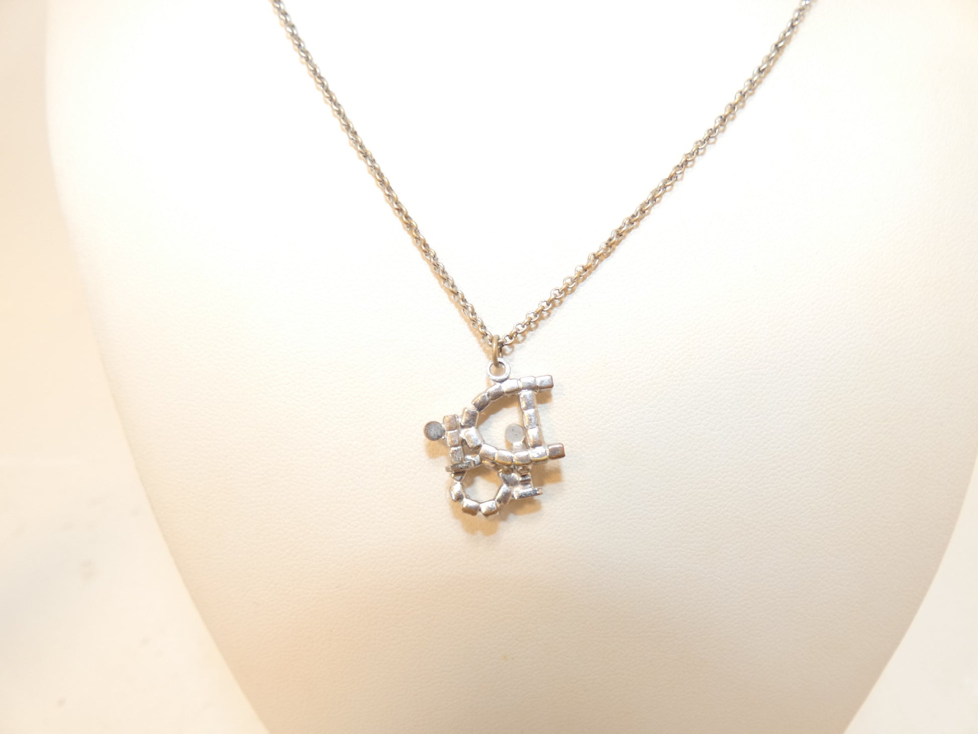 Dior logo rhinestone necklace