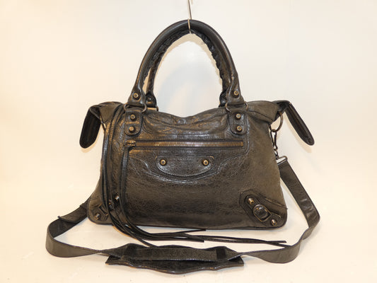 BALENCIAGA 2-way Classic Town Black Leather Hand/Shoulder Bag