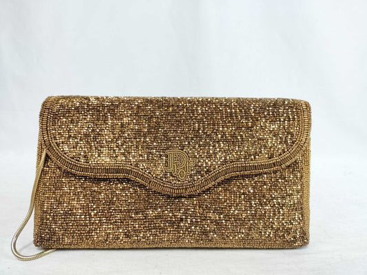 Dior Dior Chain Shoulder Bag Beaded Champagne Gold Shoulder Bag
