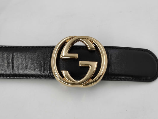 GUCCI Gucci GUCCI Leather Belt GG Buckle Gold Hardware Black 62-67cm 65/26/036/1192/2964 Ryohin Belt