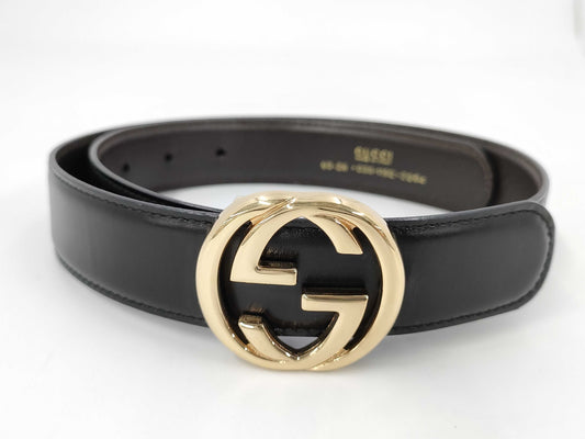 GUCCI Gucci GUCCI Leather Belt GG Buckle Gold Hardware Black 62-67cm 65/26/036/1192/2964 Ryohin Belt