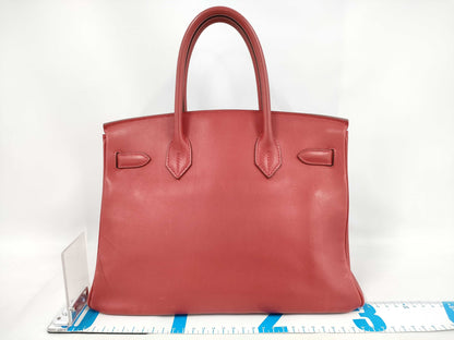 HERMES Birkin 30 Handbag in Rouge Garance Leather, Swift Leather, with J Stamp
