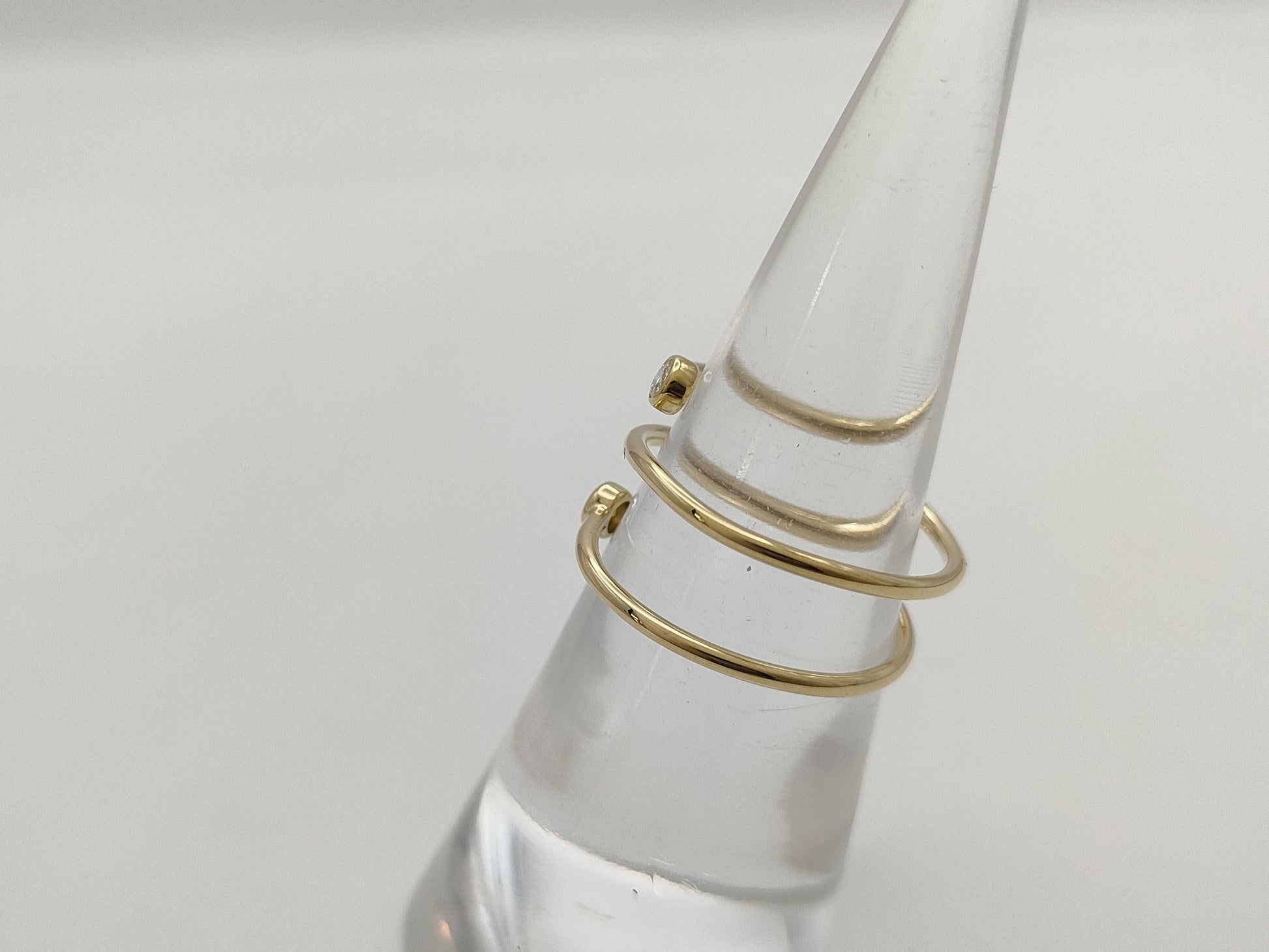 Tiffany & Co. Hoop 3 Row 2PD YG Au750 2.2g Ring 