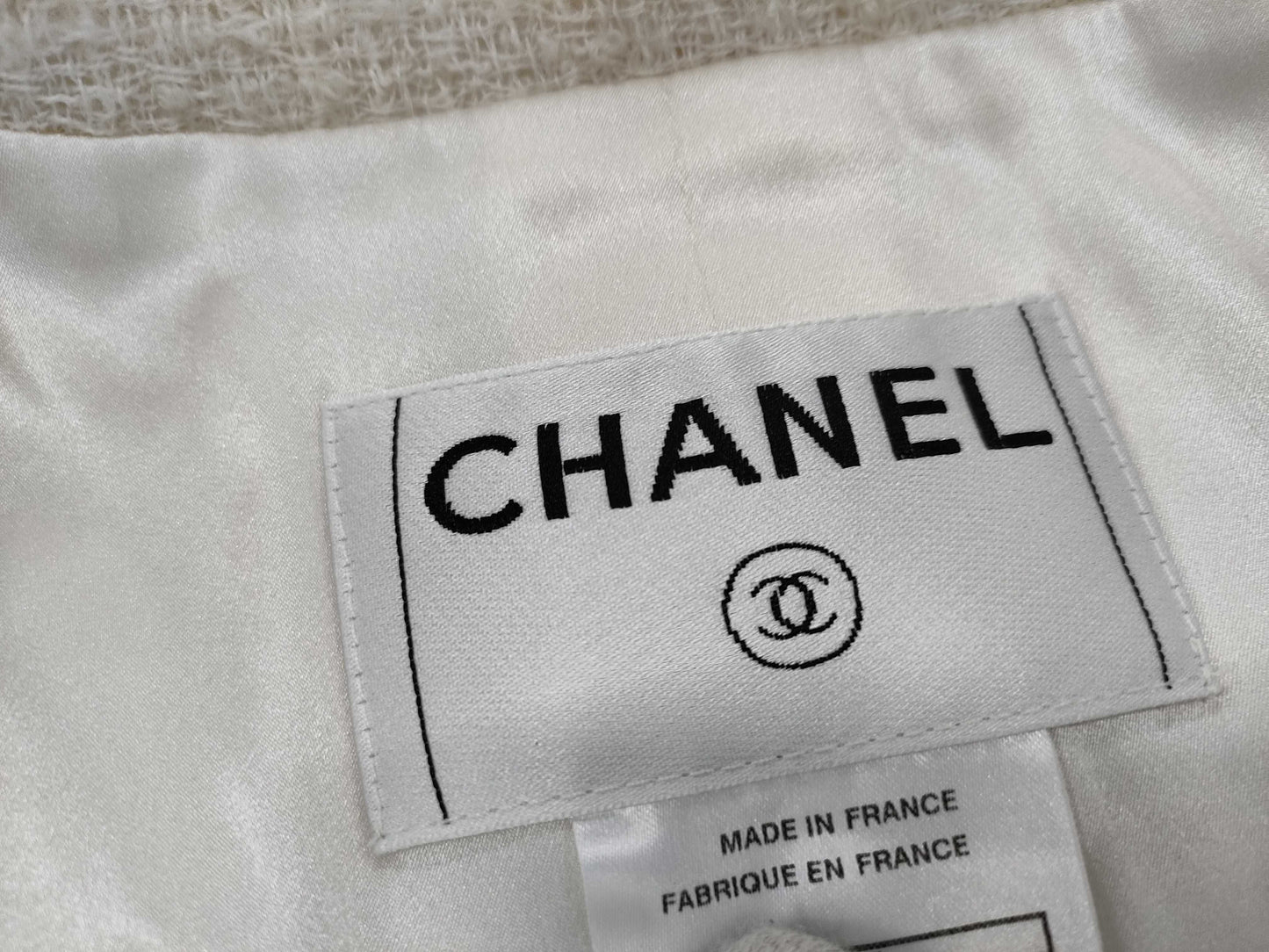 CHANEL Vintage Coco Button Tweed Off-White #42 06A Jacket