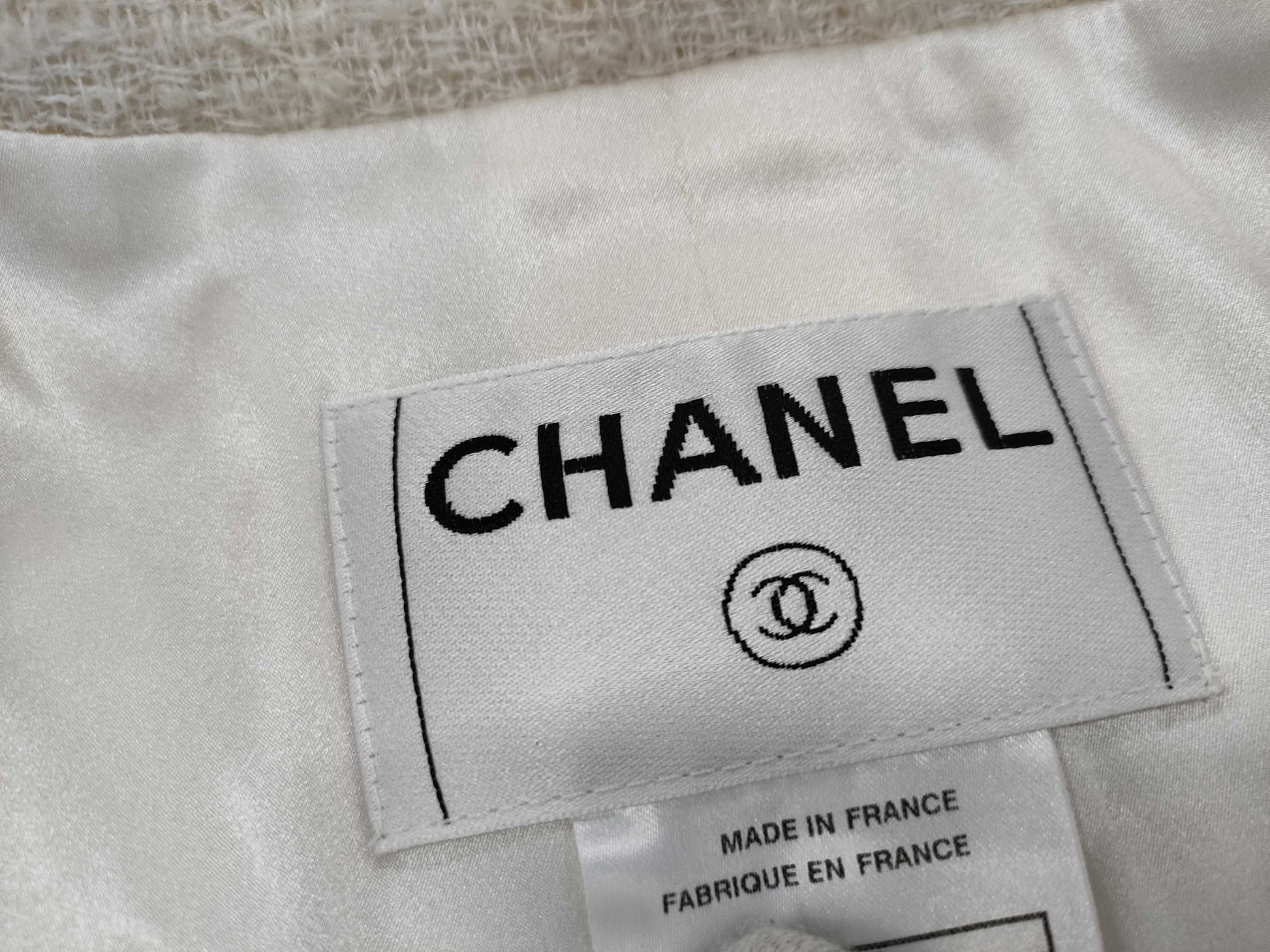 CHANEL Vintage Coco Button Tweed Off-White #42 06A Jacket