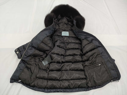 PRADA Prada Triangle Tag Fox Fur Down Coat Navy #36 Coat