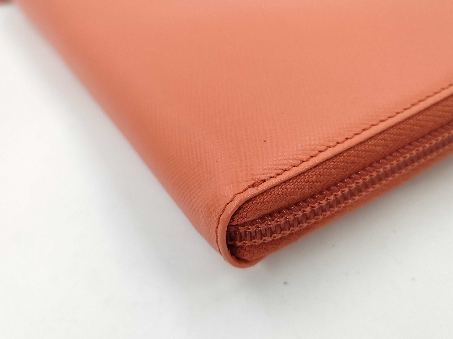 PRADA Saffiano Round Zip Long Wallet M506A Paprika Wallet