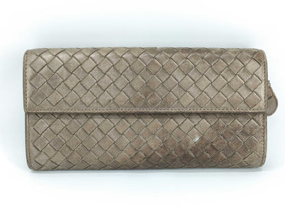 BOTTEGA VENETA Intrecciato Leather Wallet, Gray