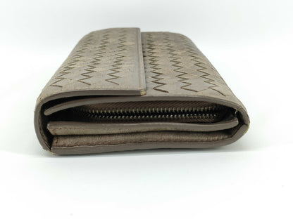 BOTTEGA VENETA Intrecciato Leather Wallet, Gray