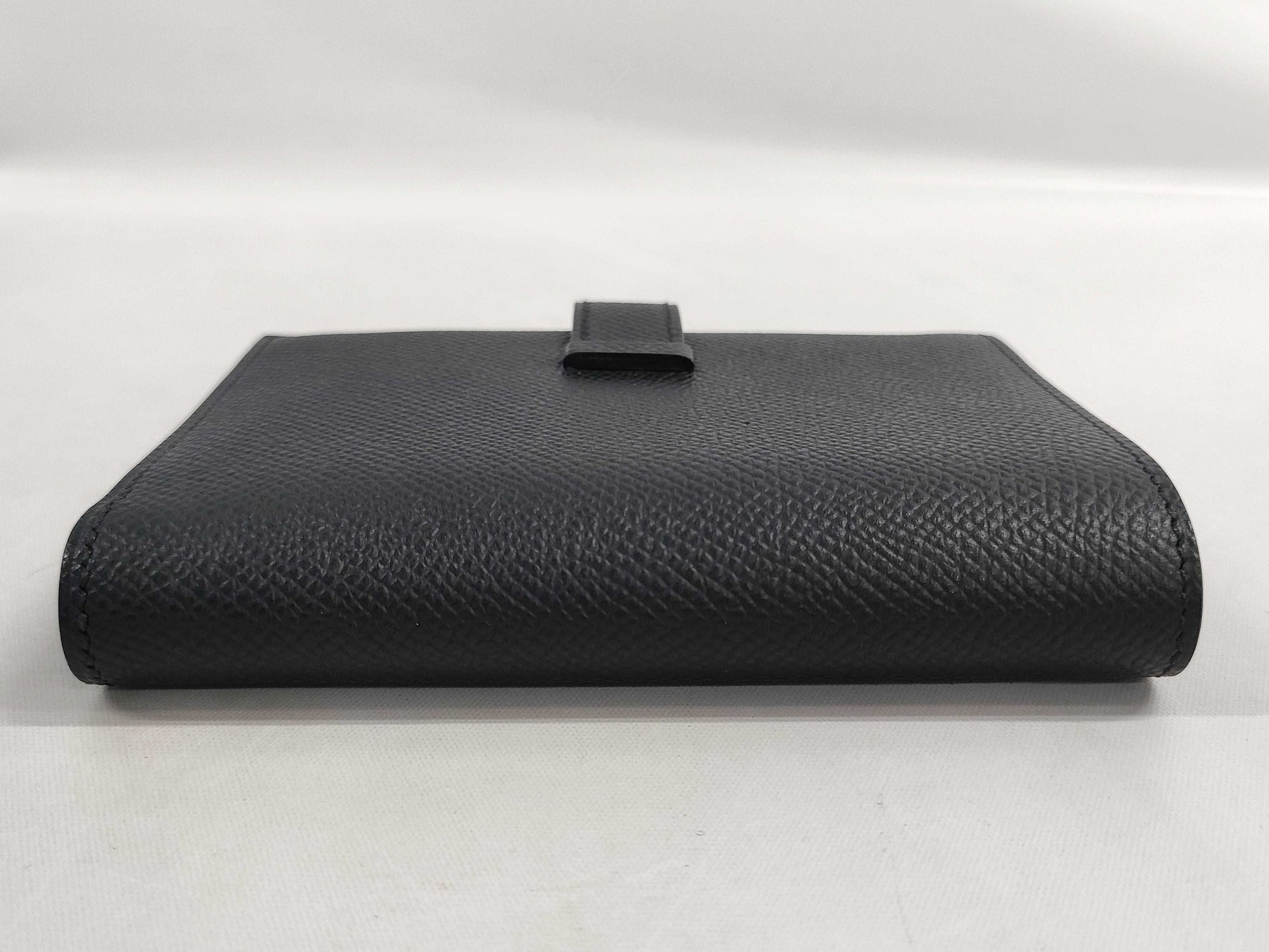 HERMES Bearn Compact Epson Silver Hardware Black W Stamp Accessories: Box Wallet
