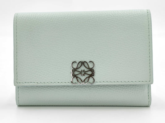 LOEWE Anagram Tri-Fold Safu Leather Light Blue Accessories: Storage Bag/Box Wallet