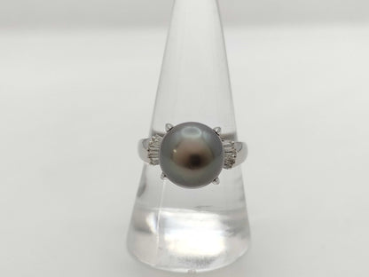 Black butterfly pearl diameter approx. 10.8mm D0.18ct PT900 7.8g ring 