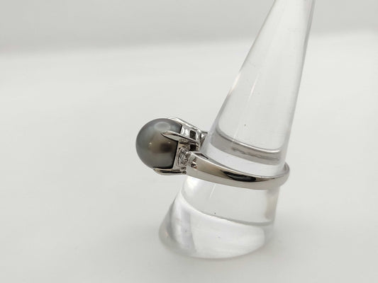 Black butterfly pearl diameter approx. 10.8mm D0.18ct PT900 7.8g ring 