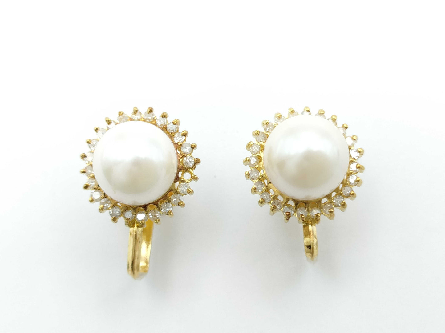 Pearl diameter approx. 8.5/8.6mm D0.36ct 750 5.7g Earrings 
