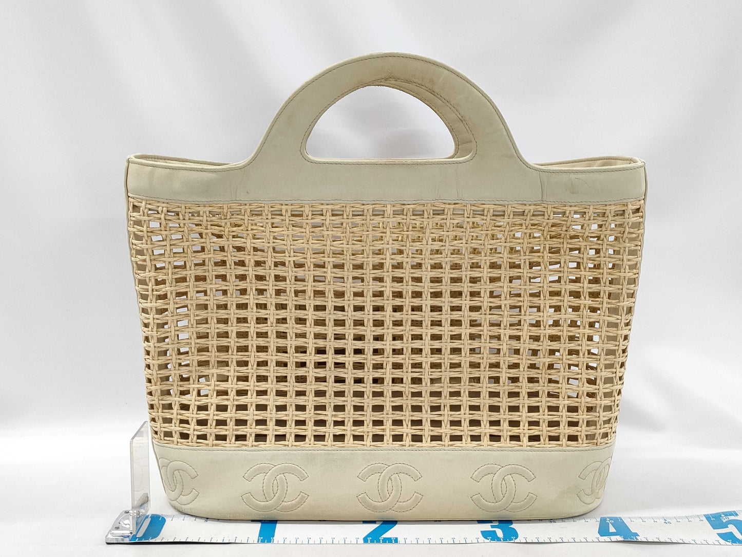 CHANEL Lambskin/Straw Tote Bag