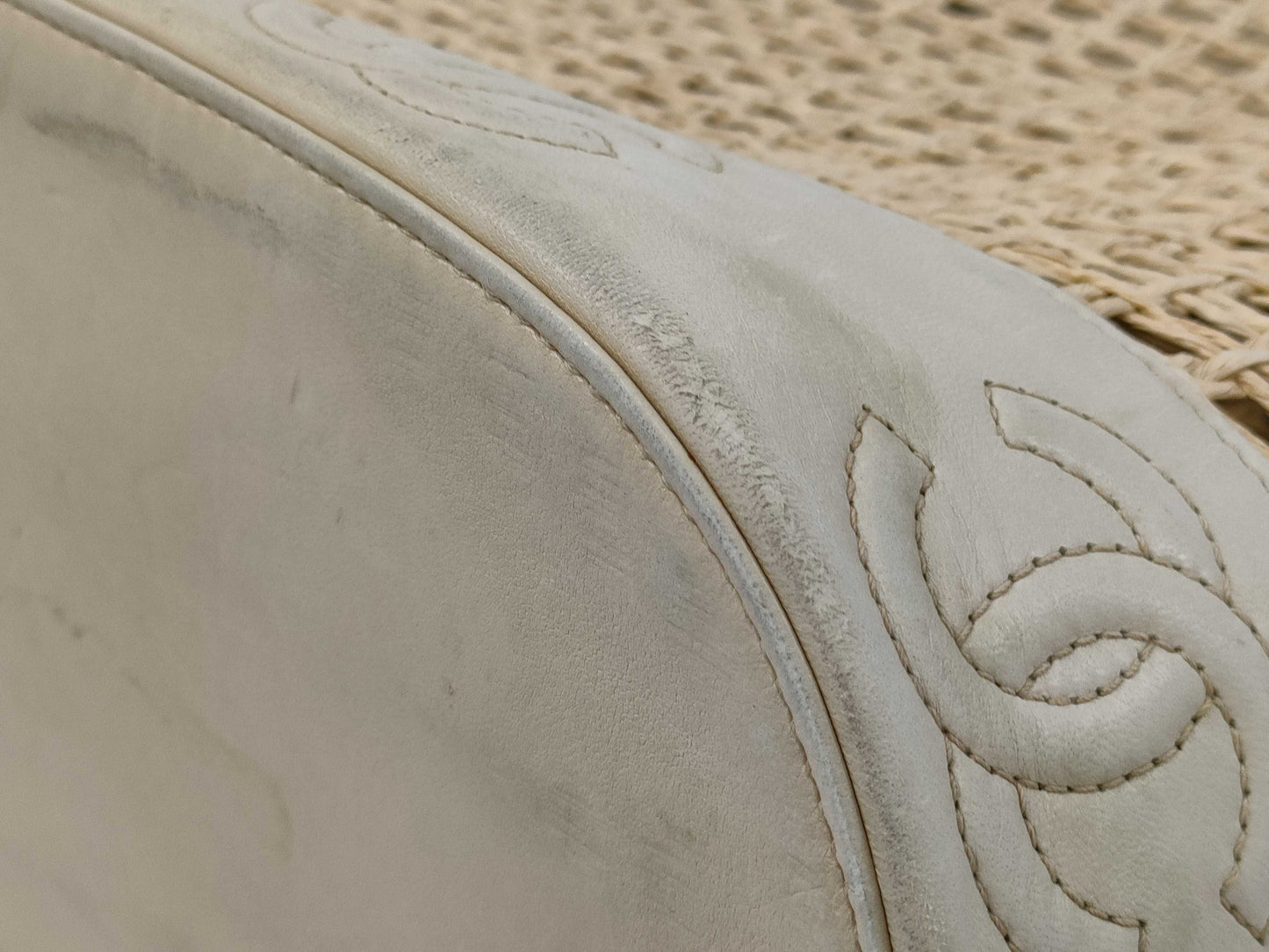 CHANEL Lambskin/Straw Tote Bag