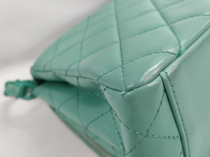 CHANEL Matelasse Chain Shoulder Bag in Lambskin/Green