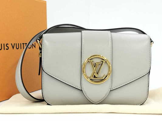 LOUIS VUITTON Pont Neuf Calfskin Grisli M57326 RFID Shoulder Bag