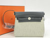 HERMES Airbag Zip Mini Toile Militaire Vache Hunter Ecru Ardoise Silver Hardware K Stamp Shoulder Bag