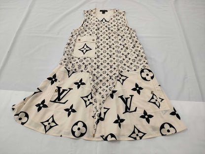 LOUIS VUITTON Monogram Silk Sleeveless Dress, Size 34, Other Apparel