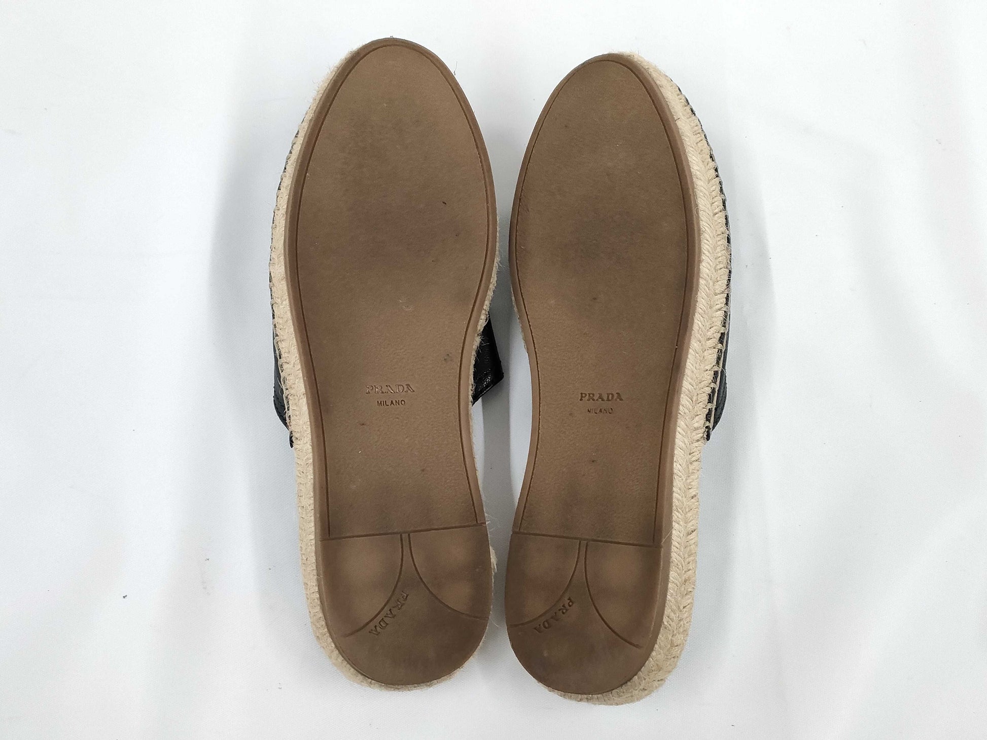 PRADA Prada Logo Leather Espadrilles Size 36 Mules