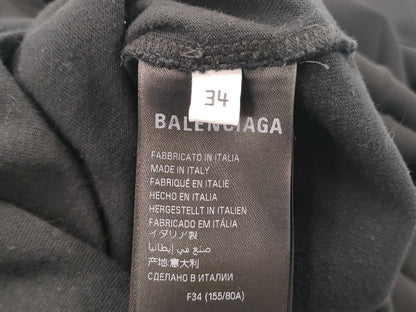 BALENCIAGA Logo Embroidered Short Sleeve Pleated Dress, Size 34